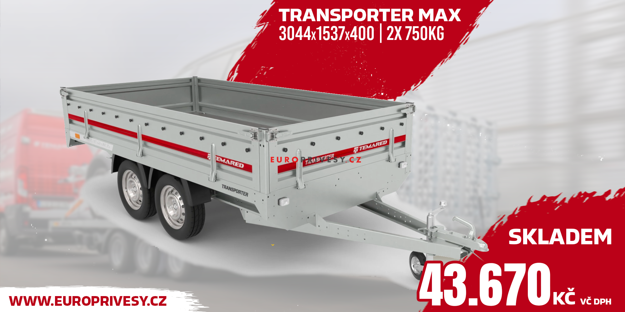 Přívěsný vozík - TRANSPORTER 3015/2 MAX - 3044 x 1537