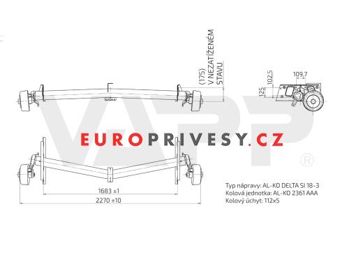 Náprava AL-KO DELTA SI 18-3 (2000 kg) a=1683 mm, c=2270 mm, 2361 AAA, 112x5