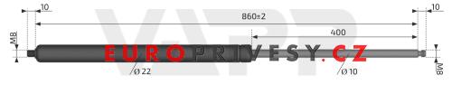 Plynová vzpěra AL-KO 860mm, M8-M8, 10/22