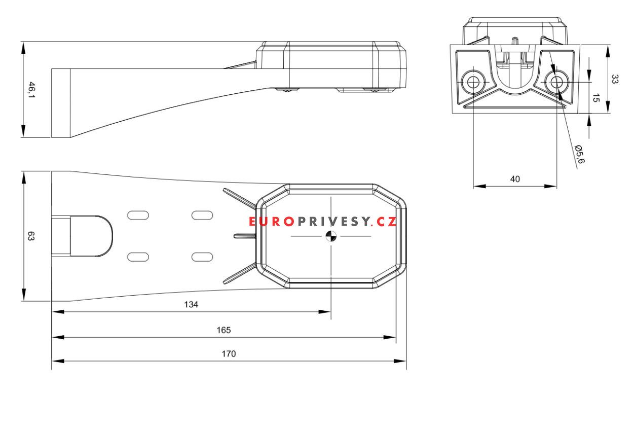 Svítilna přední obrysová LED Fristom FT-069 na dlouhém držáku, 12-24V