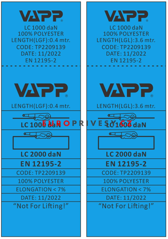 Upínací souprava 35 mm/4 m/2 t, dvojité háky