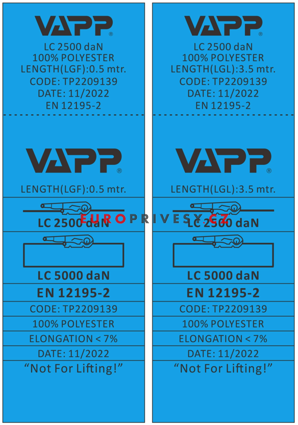 Upínací souprava 50 mm/ 4 m/5 t, dvojité háky 