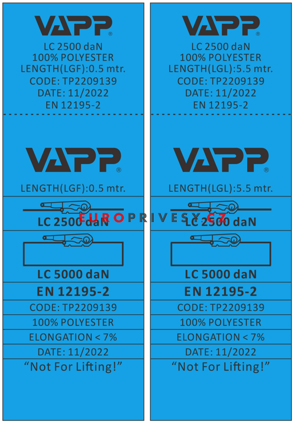 Upínací souprava 50 mm/ 6 m/5 t, dvojité háky