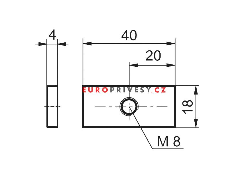 Destička pantu bočnic TIRex (Geomet), 1ks