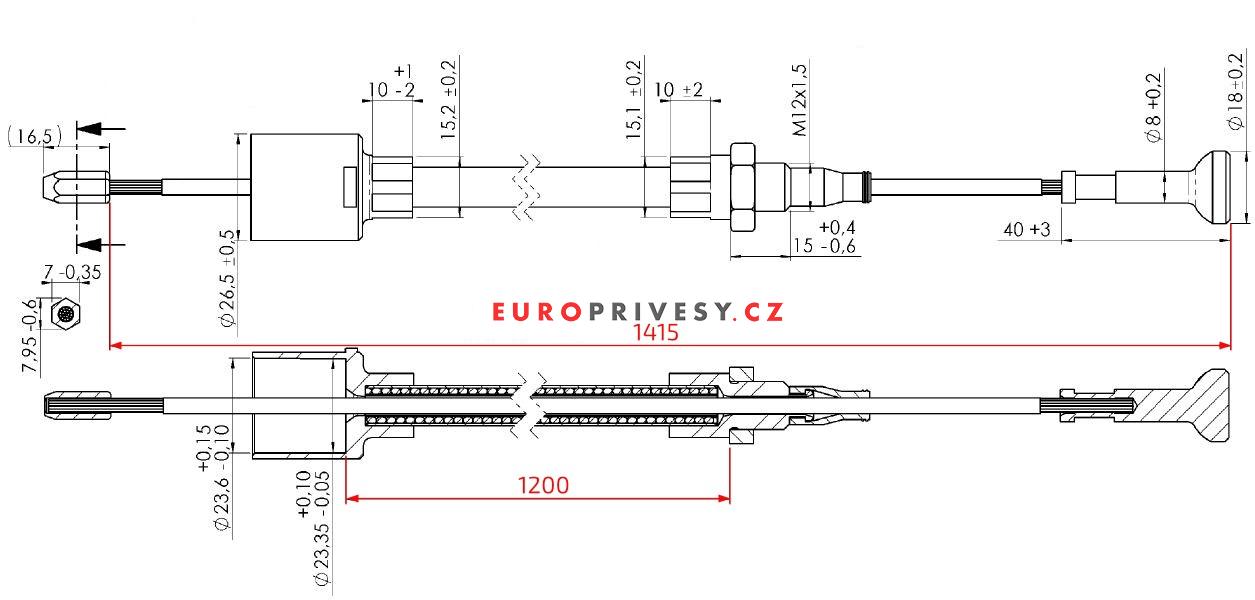 Lanovod brzdový AL-KO Profi Long life 1200/1415 mm rychlomont. (s čočkou)