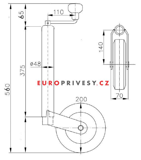 Kolečko opěrné prům. 48 mm (ocelový disk) 150 kg