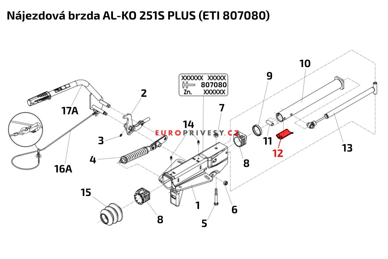 Tažná trubka nájezdové brzdy AL-KO 251S PLUS (pr. 50 mm)