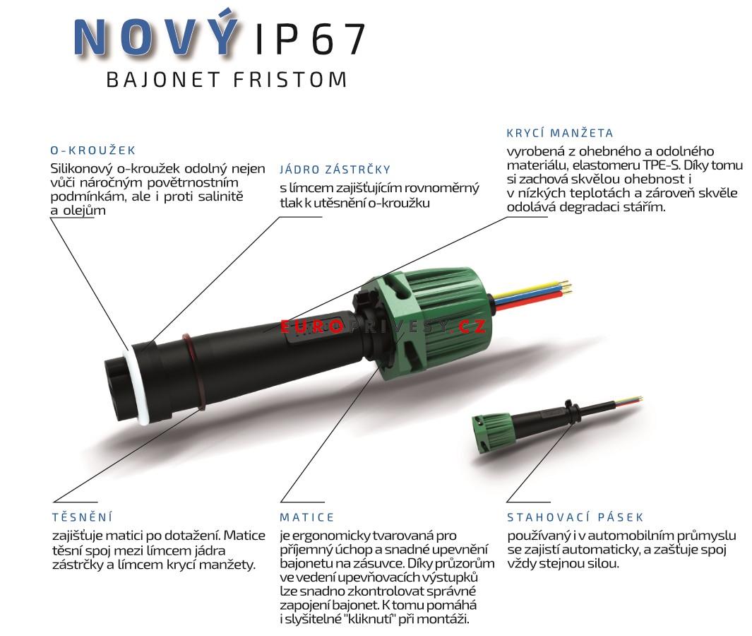 Zástrčka - bajonet Fristom IP67 5-pólový zelený, 1 nebo 2 vývody