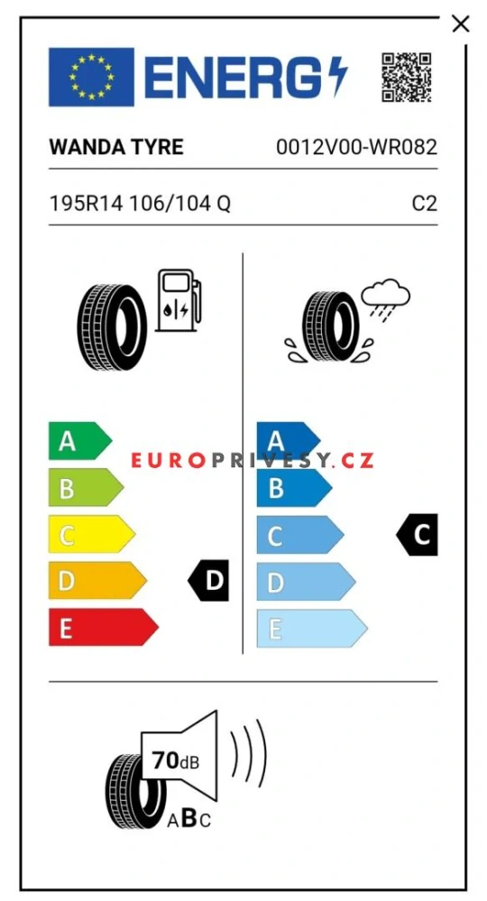 Kolo 195 R14 C Wanda WR082 106Q (950kg) M+S, 5,5J/ ET30, 112x5