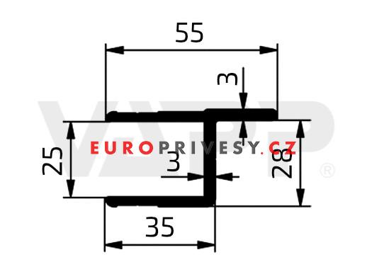 Profil lemovací "h", 298 mm eloxovaný