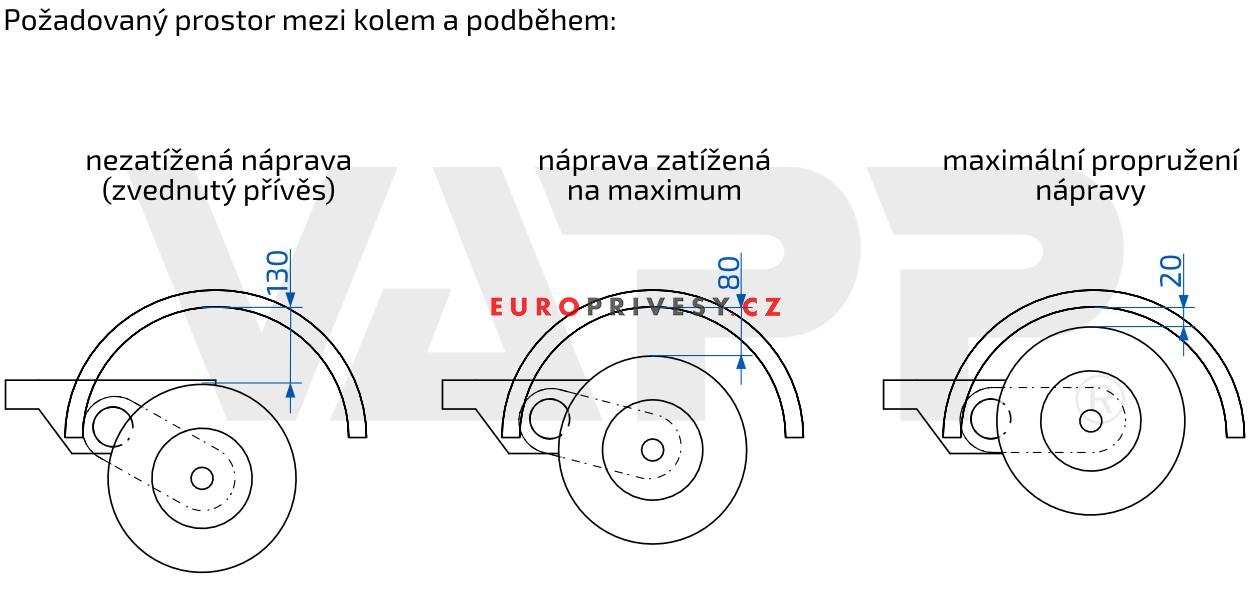 Náprava AL-KO UBR 1200-5 (1300 kg) a=1300 mm, c=1750 mm, 100x4, patky 69