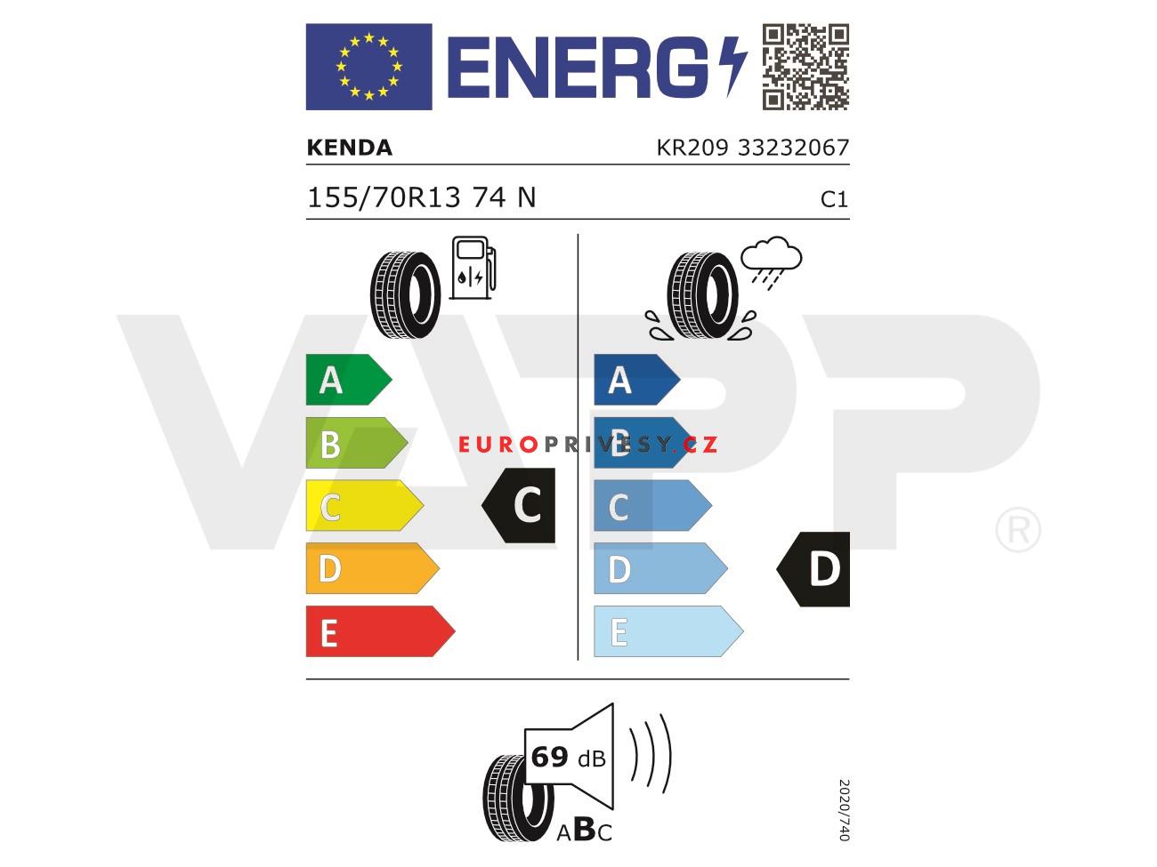 Pneu 155/70 R13 74N Kenda KR209 Kargotrail 3G (375 kg), M+S