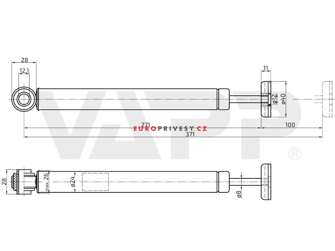Tlumič nájezdové brzdy BPW ZAV 2,3-3.1 (typ AK 21)