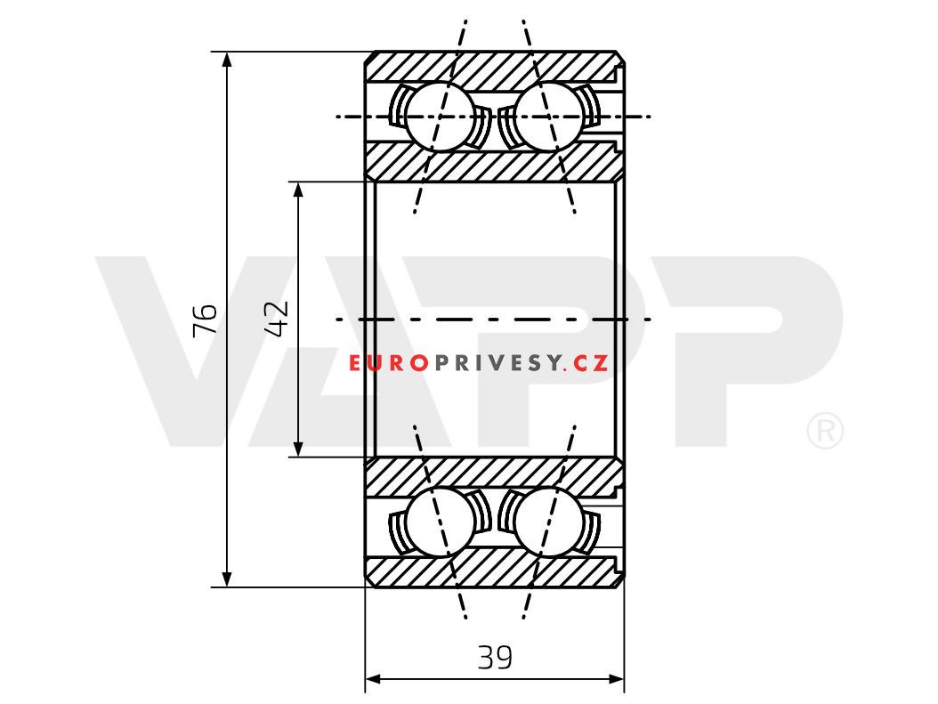 Ložisko do bubnu 200x50 Ifor Williams (76x42x39mm) FAG