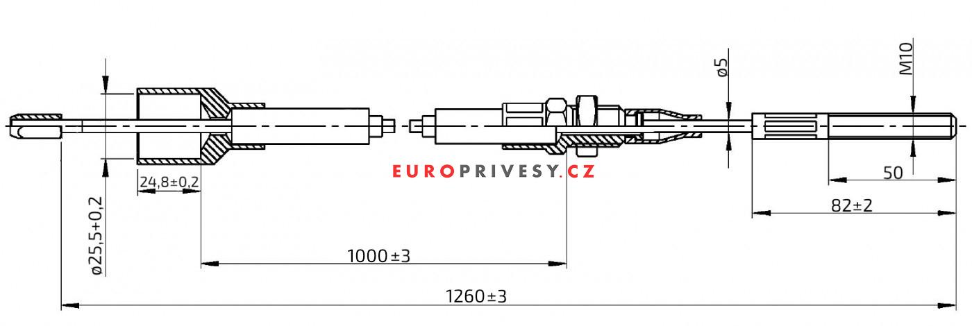 Lanovod brzdový pro 3062/3081 AL-KO 1000/1260 mm, závit M10