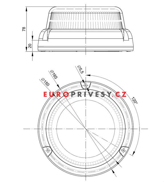Maják pevný oranžový Fristom FT-101 3S LED, nízký