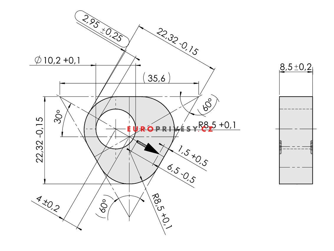 Excentr - prisma k dvouramenné páce AL-KO 16S, 251S