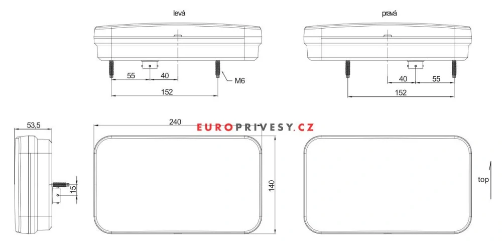 Svítilna Fristom FT-370 sdružená LED 12V, L-BL/BR/KO/ML/CO/RZ, integr. kontrolbox, baj6