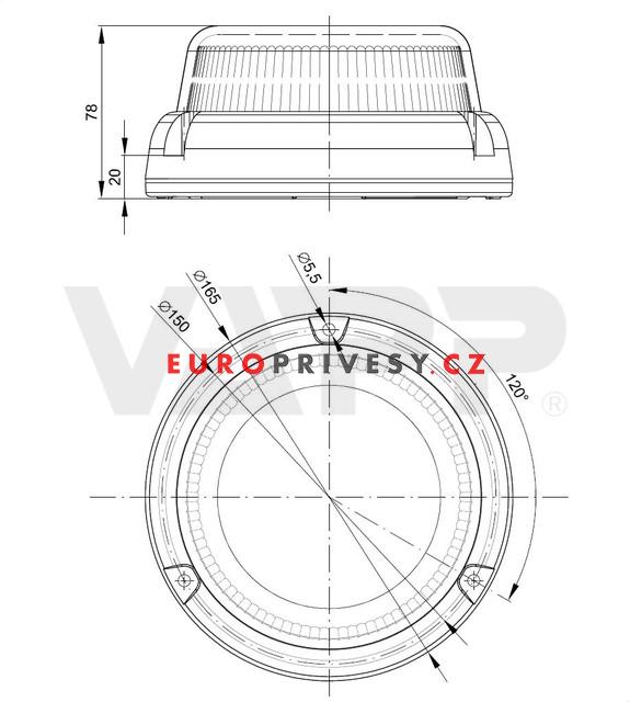 Maják pevný oranžový Fristom FT-100 3S LED, nízký