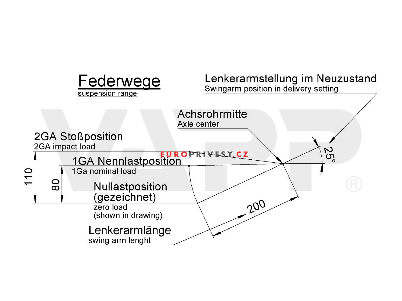 Náprava AL-KO CB 1355 (1350kg), a=1550 mm, c=2050 mm (náhrada BPW pro Adria)