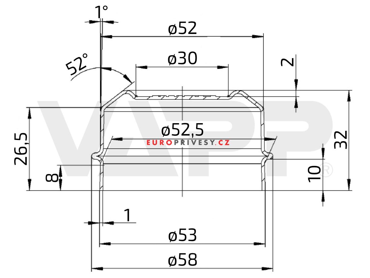 Krytka náboje BPW 53 mm S2504-7 (ETI 827039)