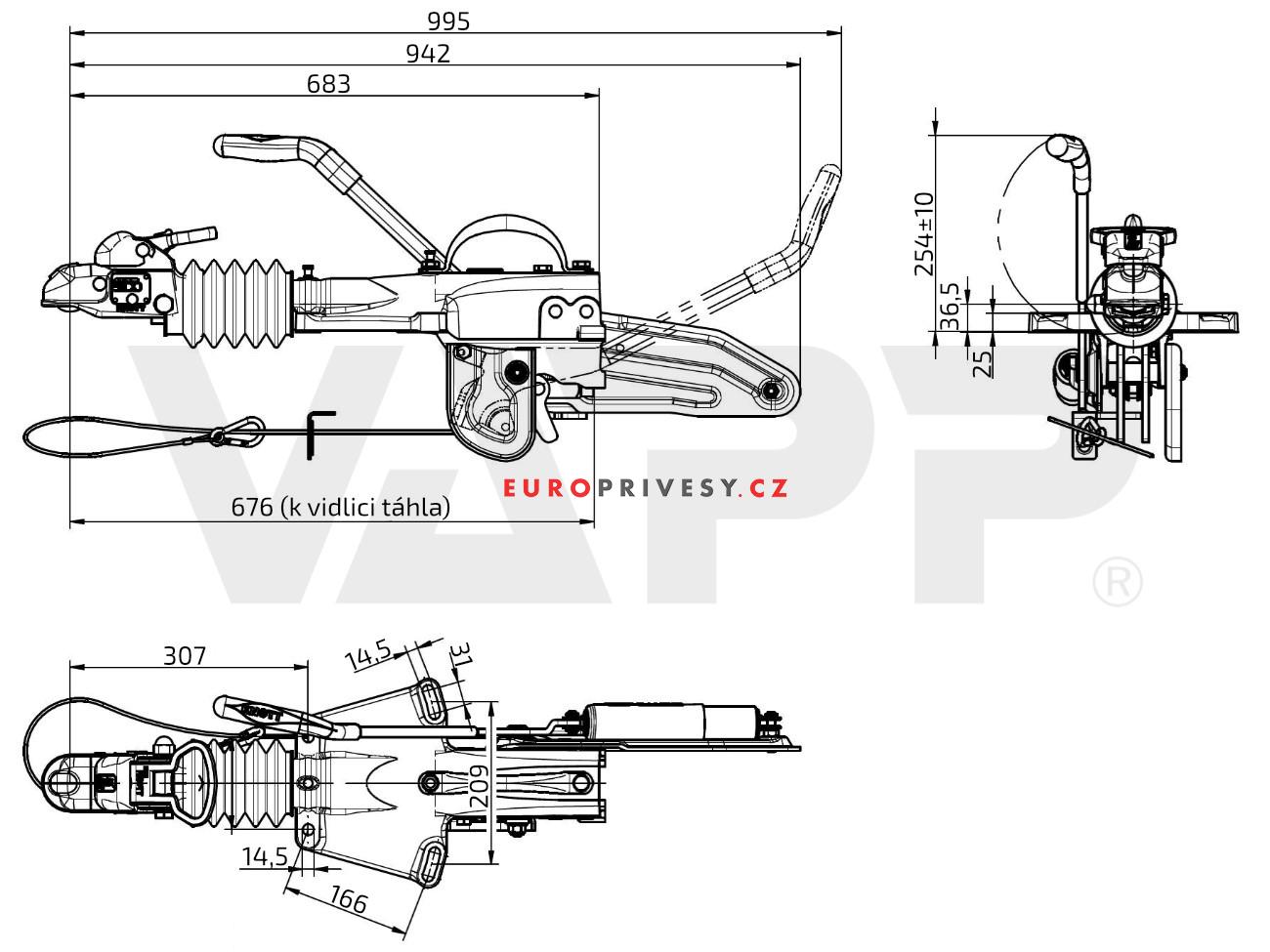 Nájezdová brzda KNOTT KFG 30 A (tažná spojka KF35-A)
