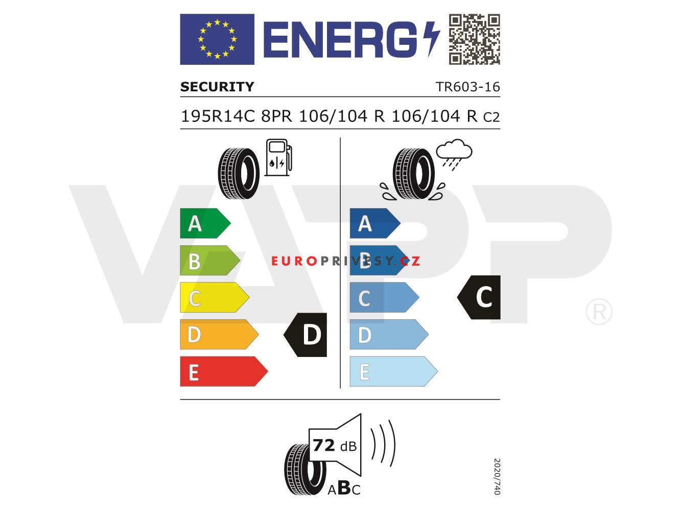Pneu 195 R14 C 108/106N (1170 kg) TR603 Security, M+S
