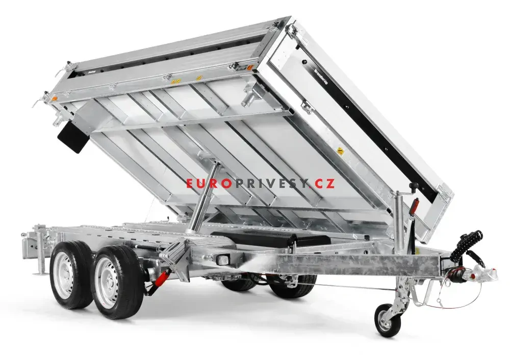 3-stranný elektrohydraulický sklápěč Brenderup, INTEGROVANÉ ALU NÁJEZDY, 325x180x35, 3500kg