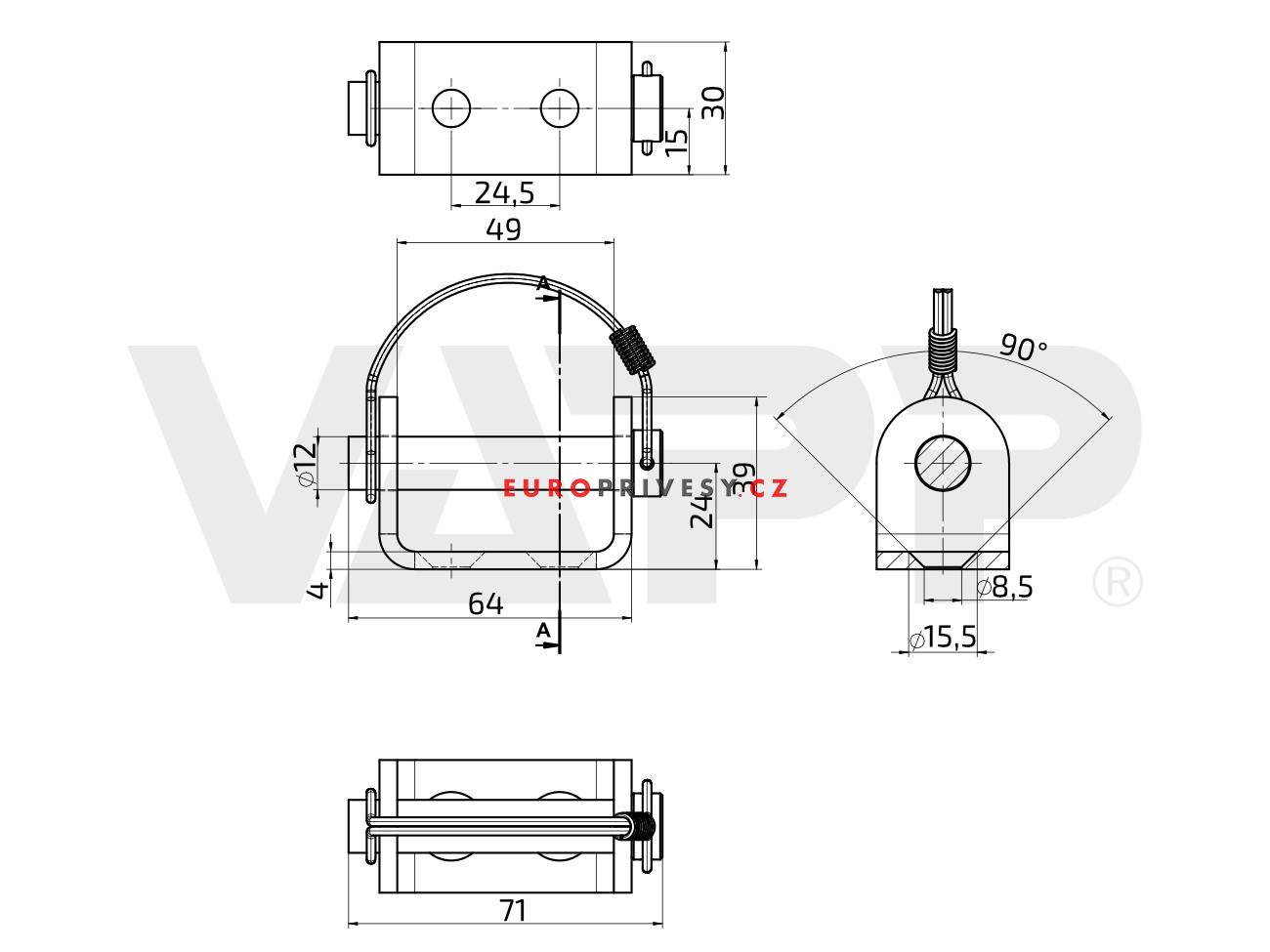 Čep pantu SPP UZ-02A s pružinou v držáku