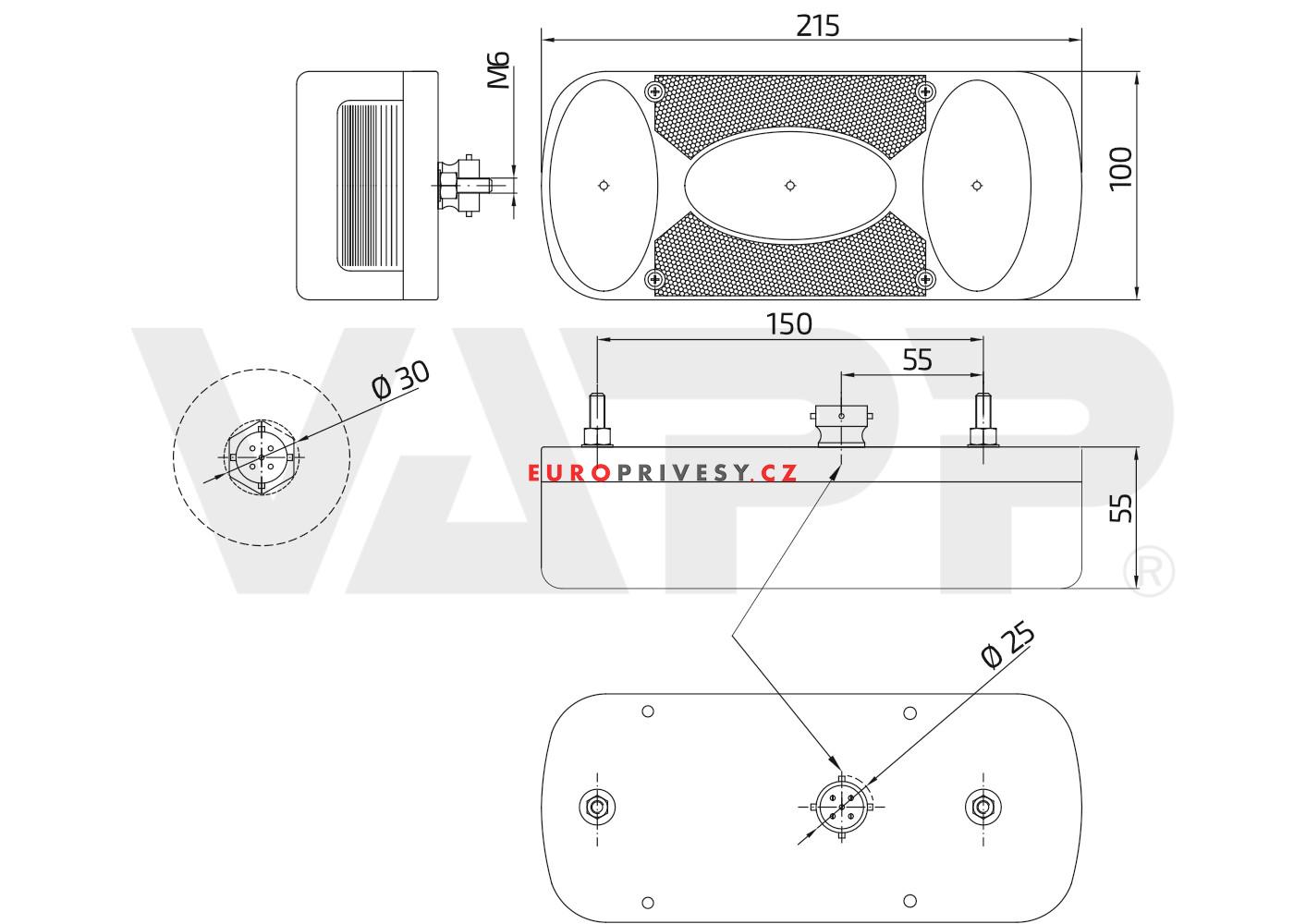 Svítilna Aspöck Midipoint II sdružená, L/P-BL/BR/KO/CO/RZ, baj5