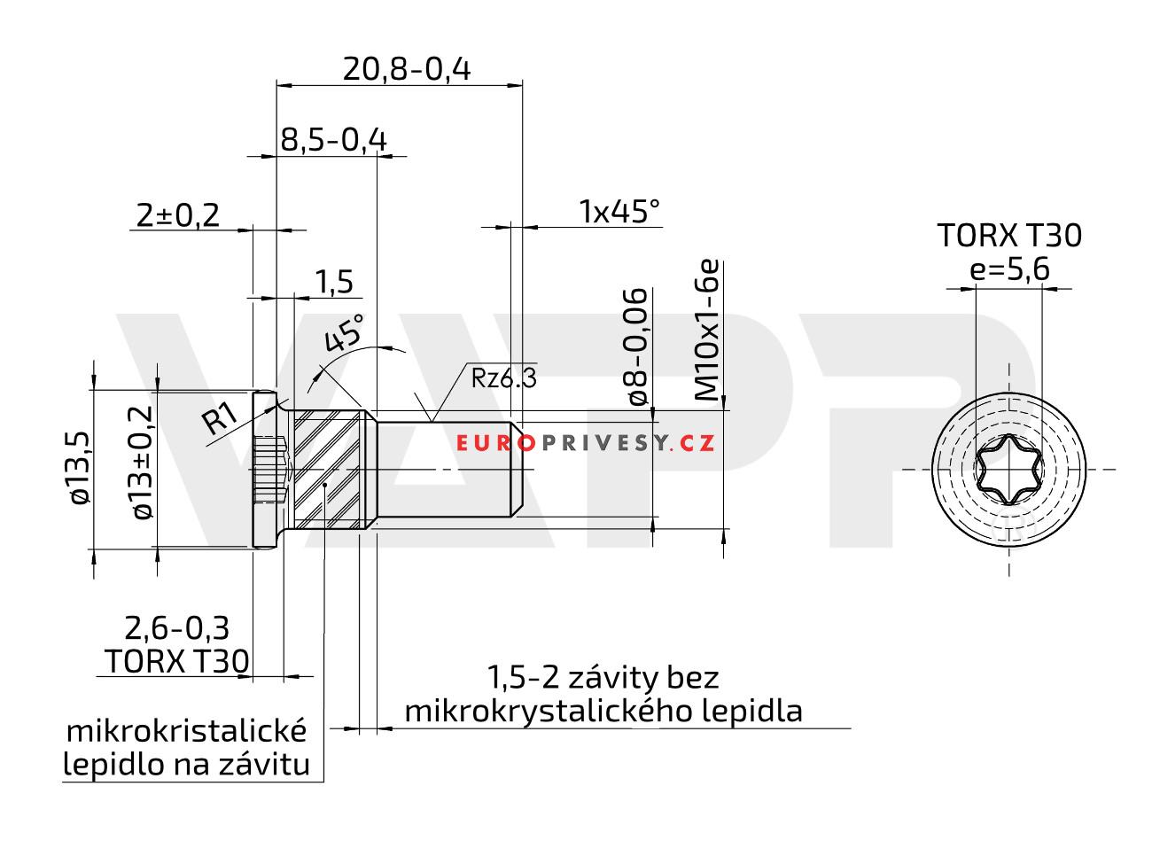 Šroub páky stabilizátoru AKS 3004/3504 (ETI 811607)