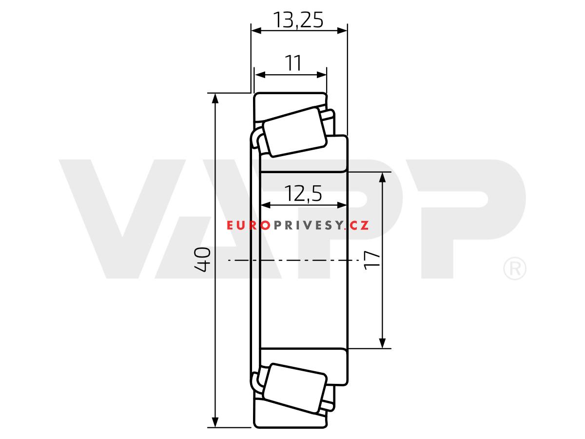 Ložisko kuželíkové 30203 (40x17/h13,25) SKF