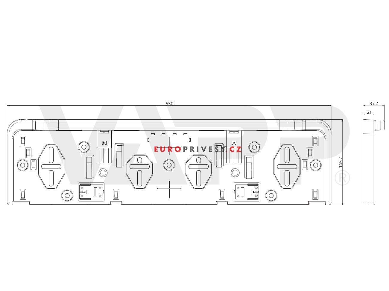 Podložka pod registrační značku s osvětlením LED Fristom FT-264, kabel QS75