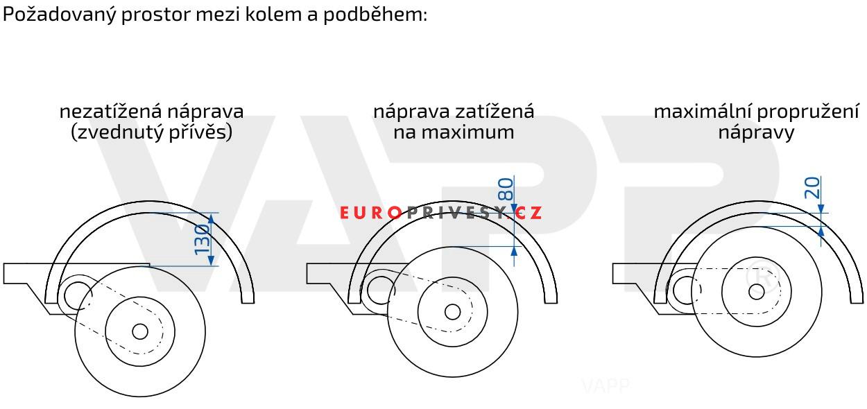 Náprava AL-KO Compact B 850-10 (1000 kg) a=1550 mm, c=2000 mm, 2051, 100x4