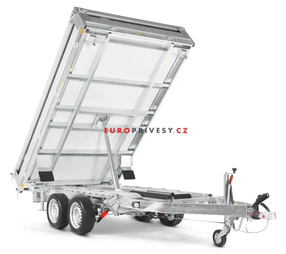 3-stranný elektrohydraulický sklápěč Brenderup, INTEGROVANÉ ALU NÁJEZDY, 325x180x35, 3500kg