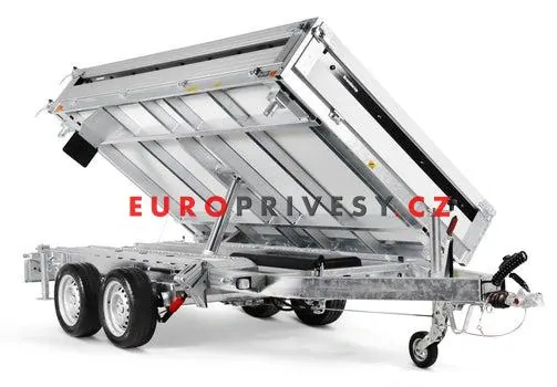 3-stranný elektrohydraulický sklápěč Brenderup, INTEGROVANÉ ALU NÁJEZDY, 325x180x35, 3500kg