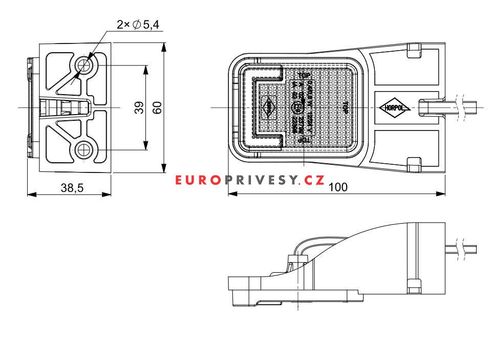 Svítilna přední obrysová LED HORPOL LD 2732, 12-24V, na držáku