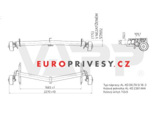 Náprava AL-KO DELTA SI 18-3 (2000 kg) a=1683 mm, c=2270 mm, 2361 AAA, 112x5