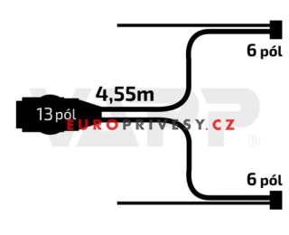 Kabeláž 4,55m/13-pól. zástrčka, s předními vývody QS150, baj6, Jokon