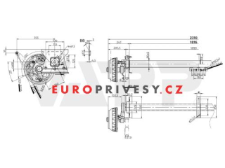 Náprava KNOTT VGB 18 (1800 kg) b=1816 mm, c=2310 mm, 250x40, 112x5